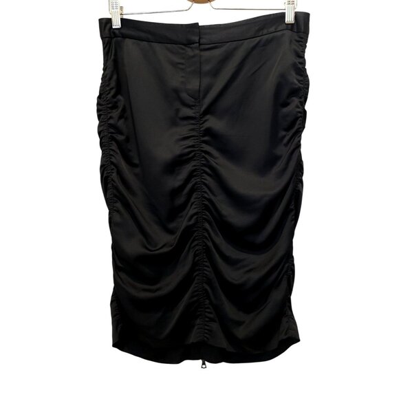 Theory Dresses & Skirts - Theory Satin Black Gathered Ruched Rayon-Wool Blend Pencil Skirt Sz 6 - USA